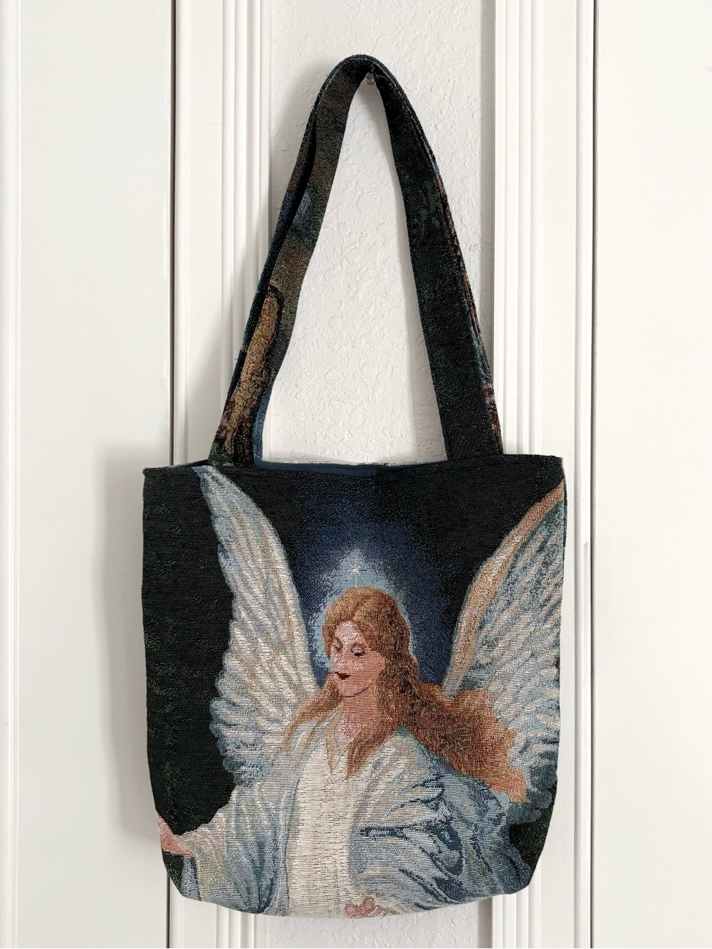 Upcycled Handmade Tapestry Angel Tote Bag!
